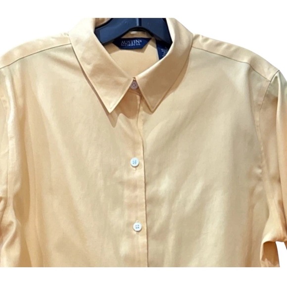 Austin Clothing Co Yellow Button Front Shirt Womens Large Wrinkle Free Cotton - Picture 8 of 11
